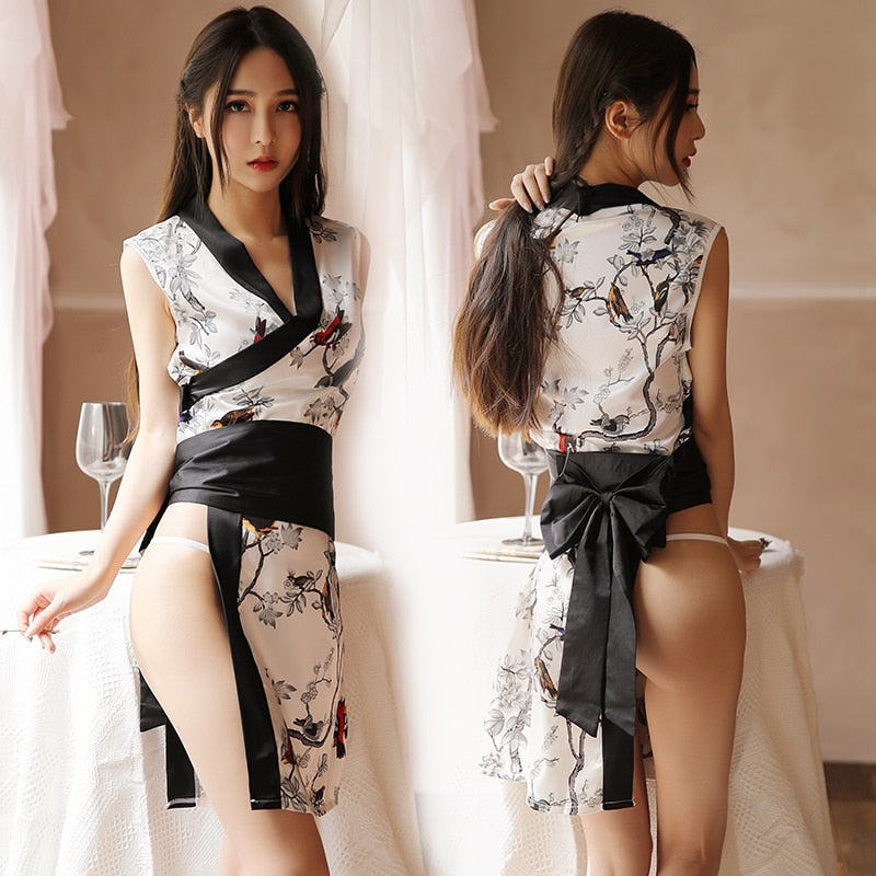 Sexy underwear Cosplay Japanese kimono women side slit sexy cheongsam uniform temptation