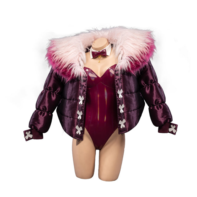 UWOWO Demon Slayer: Kimetsu no Yaiba Shinobu Kocho Cosplay Costume Fursuit Bunny Version Sexy Bodysuit Cute Rabbit Big Fur Coat