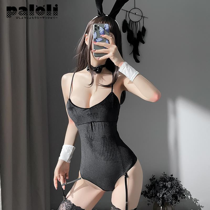 Women Sweet Rabbit Bodysuit Japanese Sexy Cute Bunny Girl Sleepwear Suit Cosplay Costume Jumpsuit Velvet Underwear Lingerie