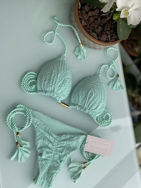 Miyouj Thong Bikini Set Swimsuit Woman Sexy Bathing Suits Two Piece Bikinis Triangle Bandage Female Beachwear