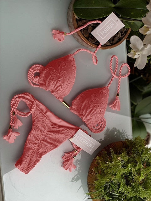 Miyouj Thong Bikini Set Swimsuit Woman Sexy Bathing Suits Two Piece Bikinis Triangle Bandage Female Beachwear