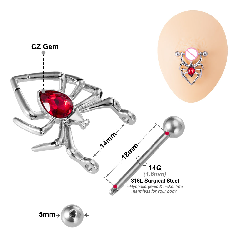 1 Pair Bee Bird Nipple Barbell 14g Cow Spider Nipple Rings Surgical Steel Nipple Piercing Ring Women Sexy Body Piercing Jewelry