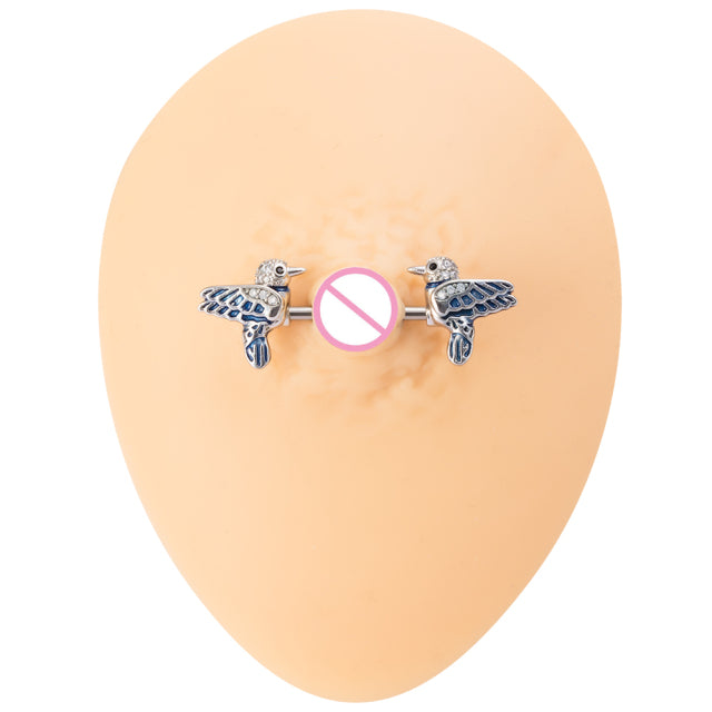 1 Pair Bee Bird Nipple Barbell 14g Cow Spider Nipple Rings Surgical Steel Nipple Piercing Ring Women Sexy Body Piercing Jewelry