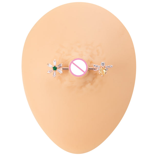 1 Pair Bee Bird Nipple Barbell 14g Cow Spider Nipple Rings Surgical Steel Nipple Piercing Ring Women Sexy Body Piercing Jewelry
