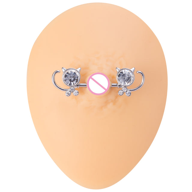 1 Pair Bee Bird Nipple Barbell 14g Cow Spider Nipple Rings Surgical Steel Nipple Piercing Ring Women Sexy Body Piercing Jewelry