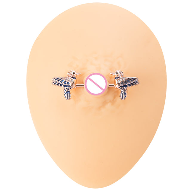 1 Pair Bee Bird Nipple Barbell 14g Cow Spider Nipple Rings Surgical Steel Nipple Piercing Ring Women Sexy Body Piercing Jewelry