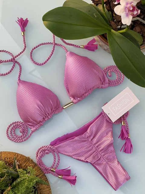 Miyouj Thong Bikini Set Swimsuit Woman Sexy Bathing Suits Two Piece Bikinis Triangle Bandage Female Beachwear