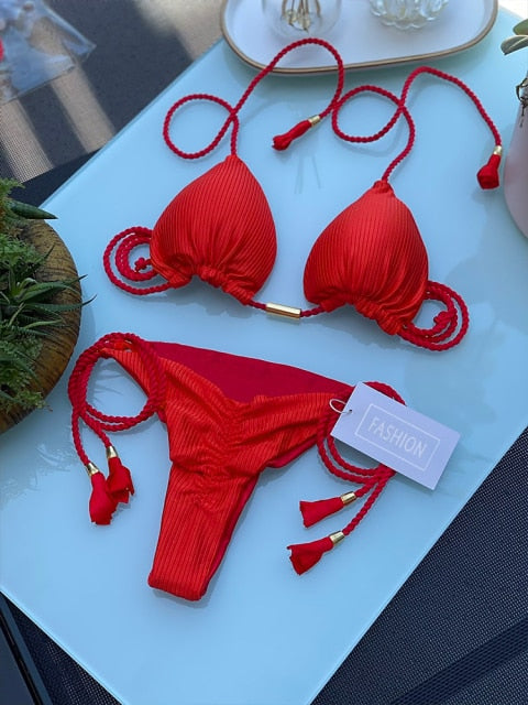 Miyouj Thong Bikini Set Swimsuit Woman Sexy Bathing Suits Two Piece Bikinis Triangle Bandage Female Beachwear