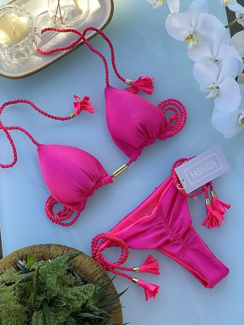 Miyouj Thong Bikini Set Swimsuit Woman Sexy Bathing Suits Two Piece Bikinis Triangle Bandage Female Beachwear