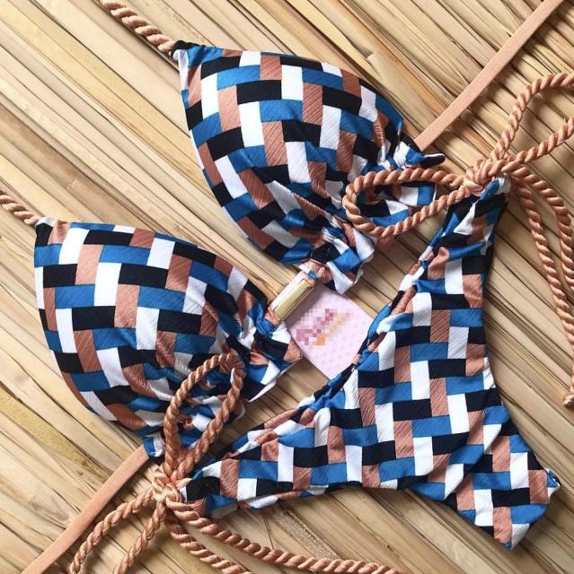 Sexy Bikini Set 2 piece Hot Stamp Sport Swimwear Women Beachwear Push-Up Padded Swimsuit Bodysuit Exquisite Bather Swimwear