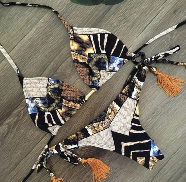 Sexy Bikini Set 2 piece Hot Stamp Sport Swimwear Women Beachwear Push-Up Padded Swimsuit Bodysuit Exquisite Bather Swimwear