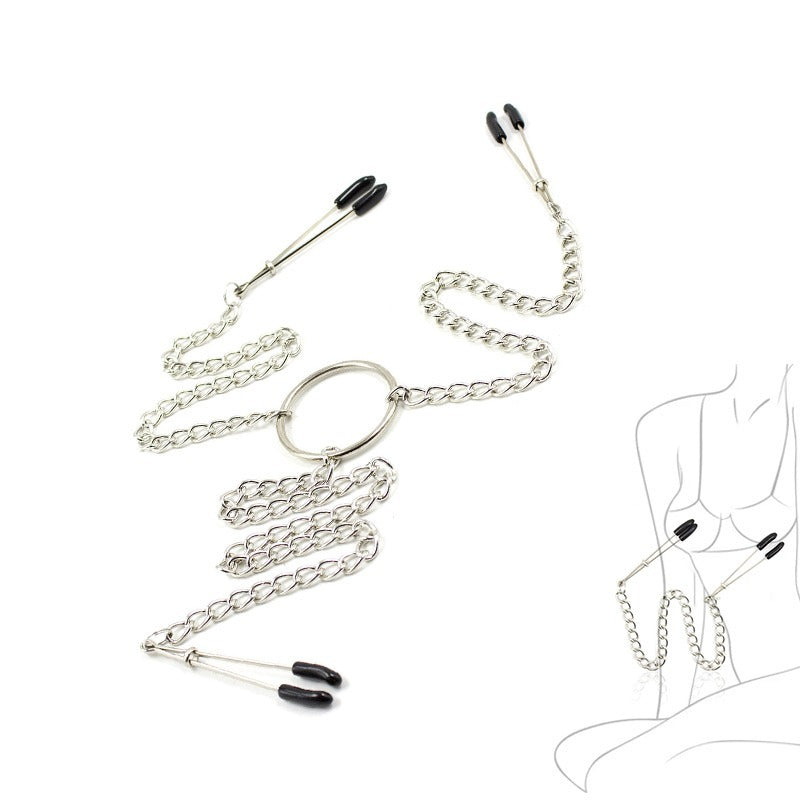 New Stainless Steel Metal Chain Nipple Clamps Female Breast clitoris Clip Massage Novelty Sex Toys BDSM Nipple Milk Clips