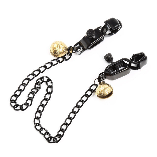 New Stainless Steel Metal Chain Nipple Clamps Female Breast clitoris Clip Massage Novelty Sex Toys BDSM Nipple Milk Clips