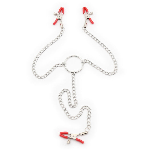 New Stainless Steel Metal Chain Nipple Clamps Female Breast clitoris Clip Massage Novelty Sex Toys BDSM Nipple Milk Clips
