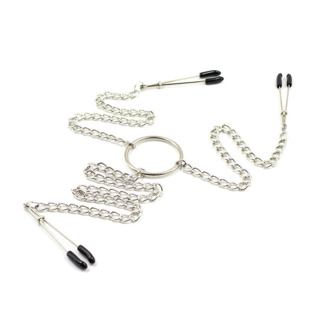 New Stainless Steel Metal Chain Nipple Clamps Female Breast clitoris Clip Massage Novelty Sex Toys BDSM Nipple Milk Clips