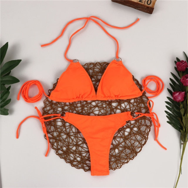 Bandage Low Waist Two Pieces Bikini Set Swimsuit Female Women Beachwear Swimwear Bather Bathing Suit