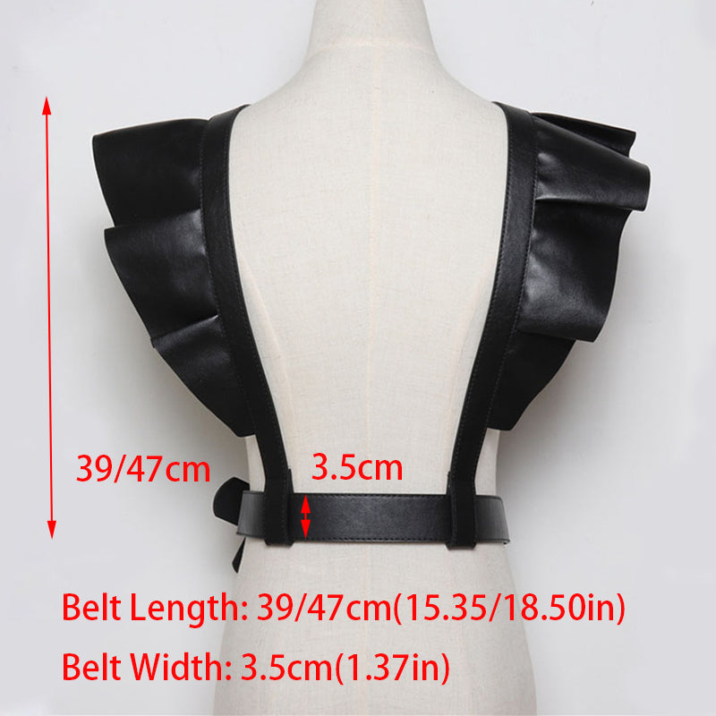 HATCYGGO Women Leather Belt Body Bondage Harness Brass Peplum Waist Belt Suspenders Fashion Corsets Dress Belts Luxury