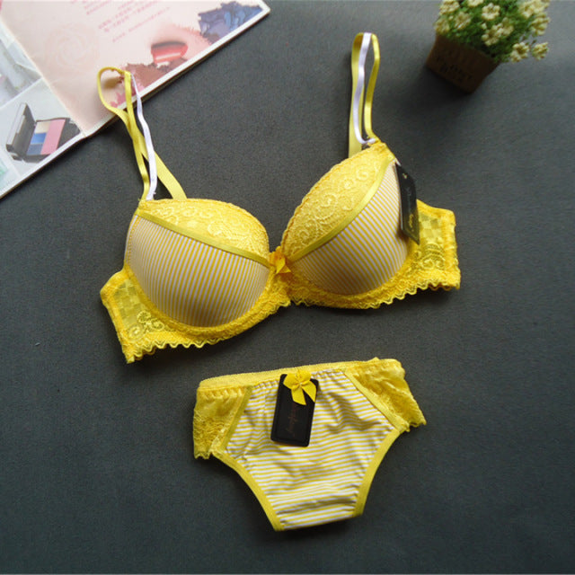 Lingerie Sets Sexy Lace Large Size Adjustable Shoulder Strap Women Bra Striped Breathable Plus Underwear Bra Panty Set