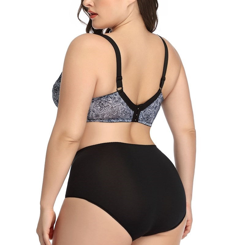Beauwear Floral Print Bra Set Plus Size Women Lingerie Ultra Thin Unlined Underwear