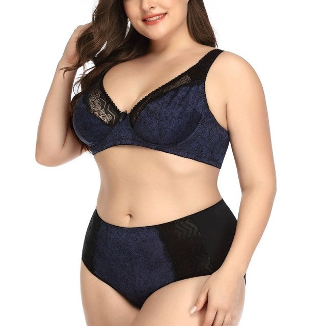 Beauwear Floral Print Bra Set Plus Size Women Lingerie Ultra Thin Unlined Underwear