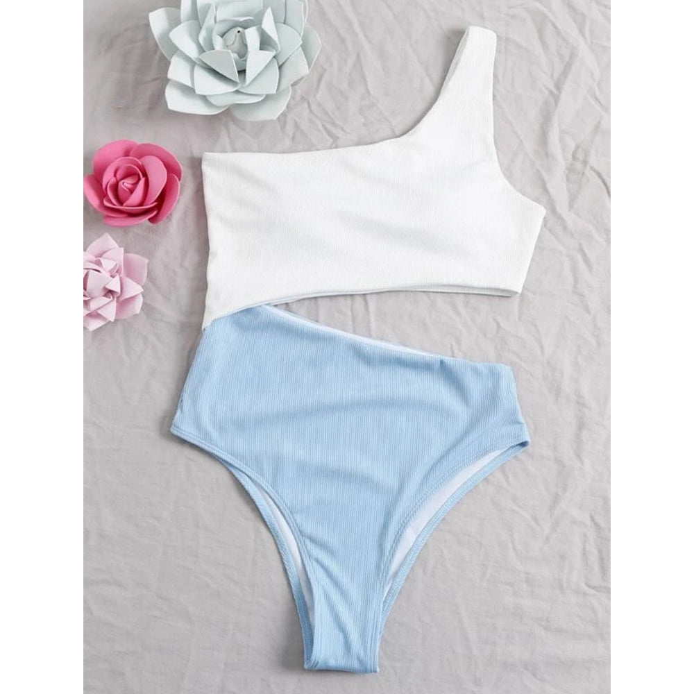 Sexy One Piece Swimsuit One Shoulder Bandage Swimsuits Printi Swimwear Women Backless Bathing Suit Beachwear Monokini Swim