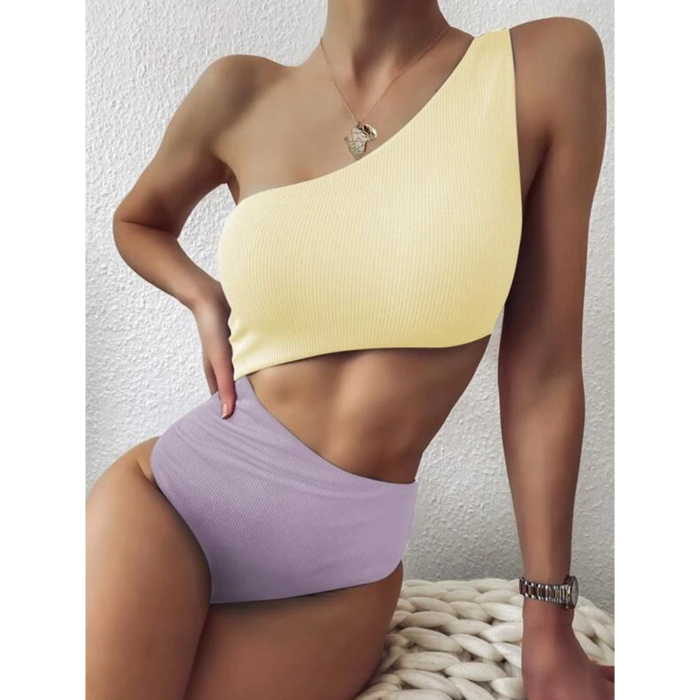 Sexy One Piece Swimsuit One Shoulder Bandage Swimsuits Printi Swimwear Women Backless Bathing Suit Beachwear Monokini Swim