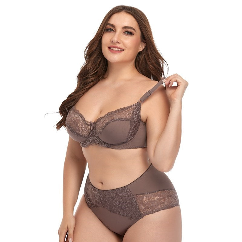 Plusgalpret Soft Thin Breathable Comfort Underwear Set for Women Autumn Winter Lingerie Set Plus Size Bras and Panties Set