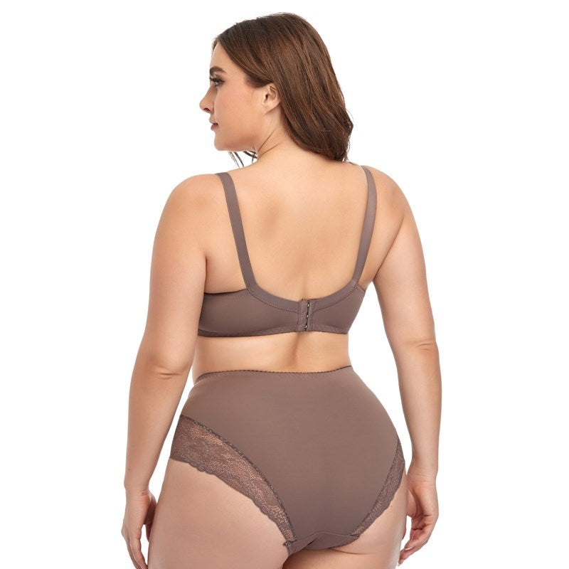Plusgalpret Soft Thin Breathable Comfort Underwear Set for Women Autumn Winter Lingerie Set Plus Size Bras and Panties Set