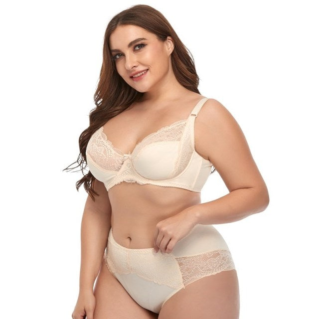 Plusgalpret Soft Thin Breathable Comfort Underwear Set for Women Autumn Winter Lingerie Set Plus Size Bras and Panties Set