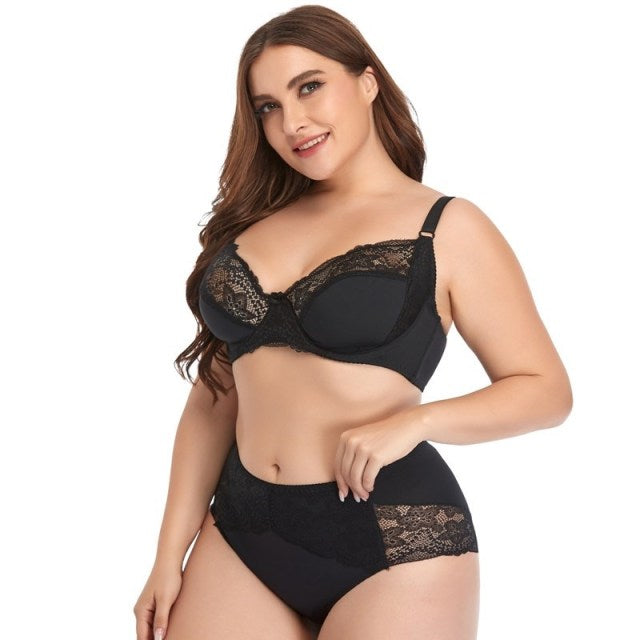 Plusgalpret Soft Thin Breathable Comfort Underwear Set for Women Autumn Winter Lingerie Set Plus Size Bras and Panties Set