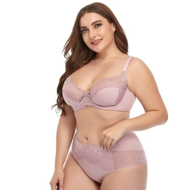 Plusgalpret Soft Thin Breathable Comfort Underwear Set for Women Autumn Winter Lingerie Set Plus Size Bras and Panties Set