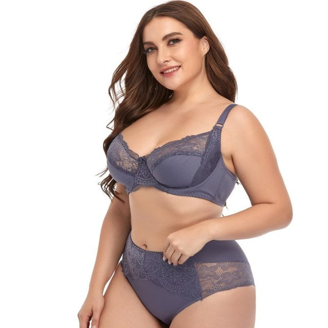 Plusgalpret Soft Thin Breathable Comfort Underwear Set for Women Autumn Winter Lingerie Set Plus Size Bras and Panties Set