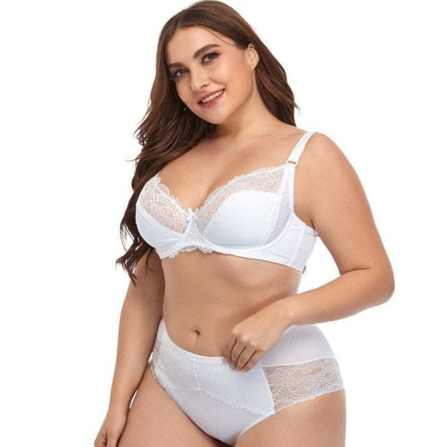 Plusgalpret Soft Thin Breathable Comfort Underwear Set for Women Autumn Winter Lingerie Set Plus Size Bras and Panties Set