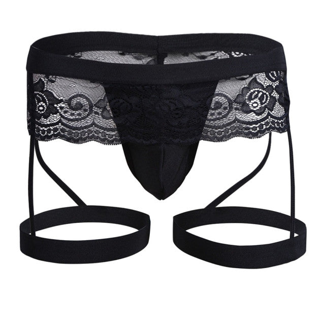 Sexy Lingerie Mens Panties Erotic Thin Section Sissy Underwear Lace Thong Enhance Pouch Bikini Hollow Out Briefs Pants Gay Thong