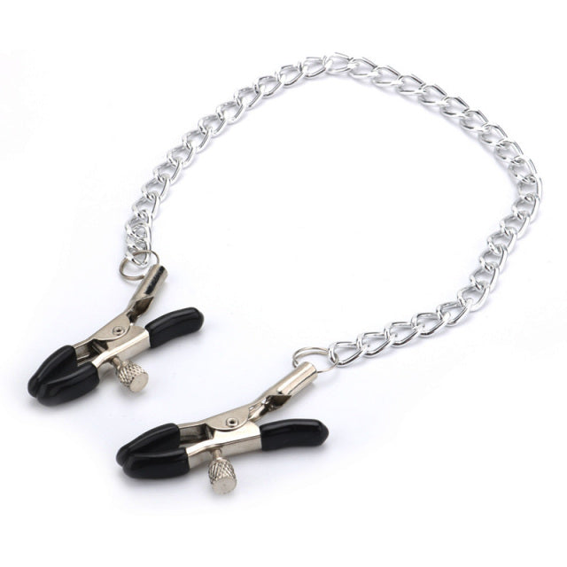 New Leather Choker Collar With Metal Nipple Breast Clamp Clip Chain Couple SM Sex Toys For Woman Sex Tools Adult Games Fetish