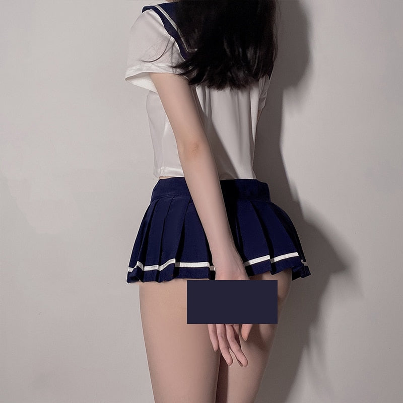 Schoolgirl Lingerie Women Japanese Sailor Collar Cosplay Costumes Sexy Uniform Bow Tempatation with Mini Pleated Skirt Student