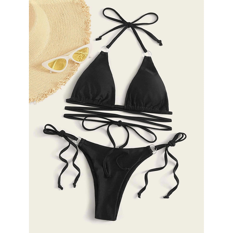 Sexy Push Up Bikini Halter Swimwear Women Swimsuit Female Bandage Micro Thong Bikinis Set Swimming for Bathing Suit biquini