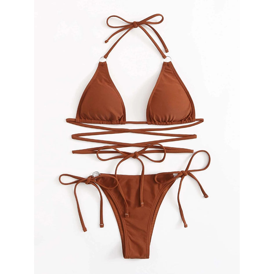 Sexy Push Up Bikini Halter Swimwear Women Swimsuit Female Bandage Micro Thong Bikinis Set Swimming for Bathing Suit biquini