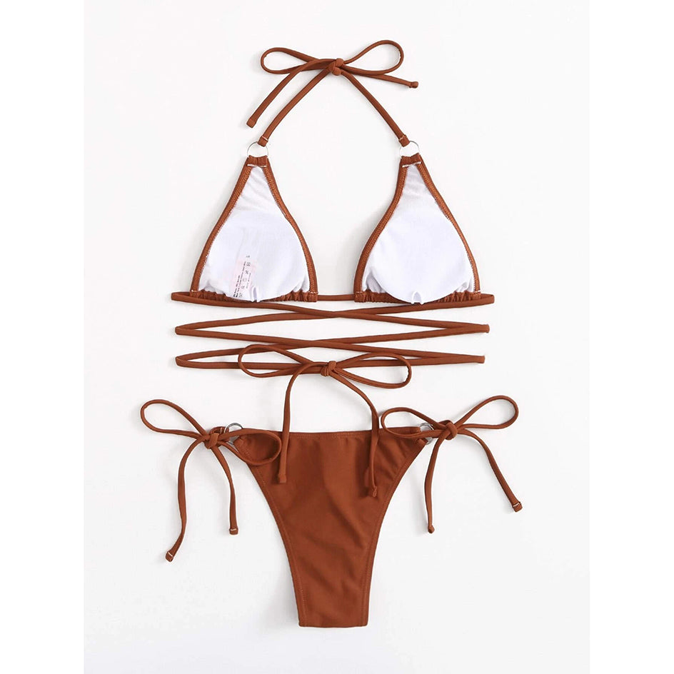Sexy Push Up Bikini Halter Swimwear Women Swimsuit Female Bandage Micro Thong Bikinis Set Swimming for Bathing Suit biquini