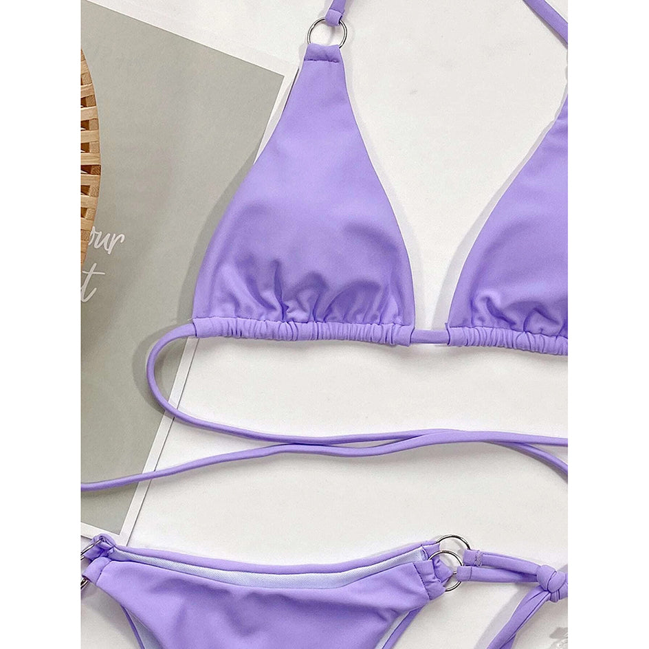 Sexy Push Up Bikini Halter Swimwear Women Swimsuit Female Bandage Micro Thong Bikinis Set Swimming for Bathing Suit biquini