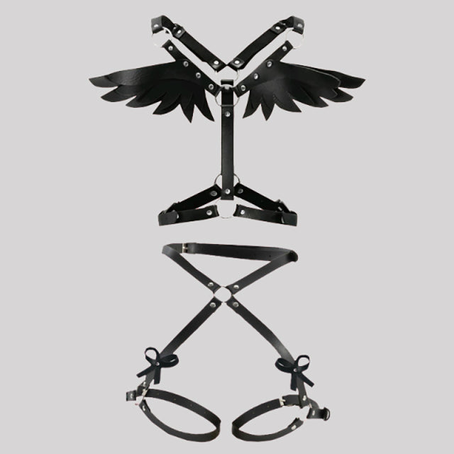 Angle Wing Women Chest Leather Harness Back Garter Belt Gothic Body Belt Bondage Punk Women Waist Blets Sexy Accessories
