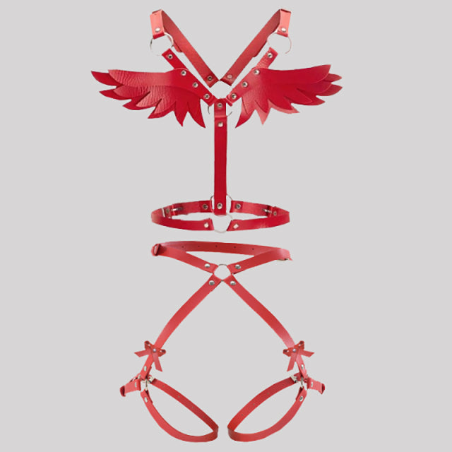 Angle Wing Women Chest Leather Harness Back Garter Belt Gothic Body Belt Bondage Punk Women Waist Blets Sexy Accessories