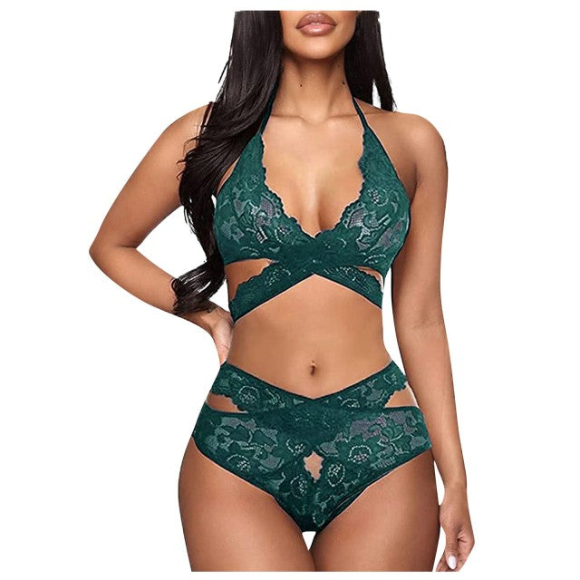 Women Underwear Ladies Strap Lace Crochet Cutout Ropa Mujer Embroidery Sexy Lingerie For Women Sex Set Bra