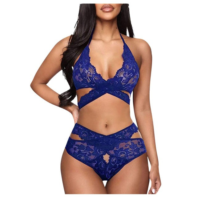 Women Underwear Ladies Strap Lace Crochet Cutout Ropa Mujer Embroidery Sexy Lingerie For Women Sex Set Bra