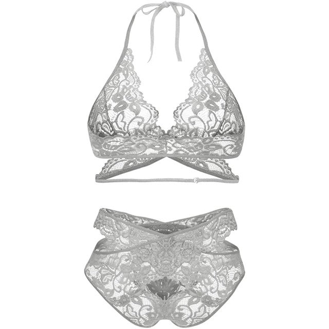 Women Underwear Ladies Strap Lace Crochet Cutout Ropa Mujer Embroidery Sexy Lingerie For Women Sex Set Bra