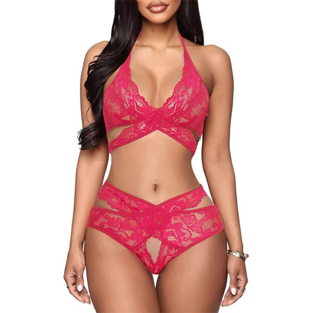 Women Underwear Ladies Strap Lace Crochet Cutout Ropa Mujer Embroidery Sexy Lingerie For Women Sex Set Bra