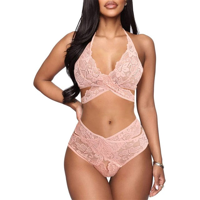 Women Underwear Ladies Strap Lace Crochet Cutout Ropa Mujer Embroidery Sexy Lingerie For Women Sex Set Bra