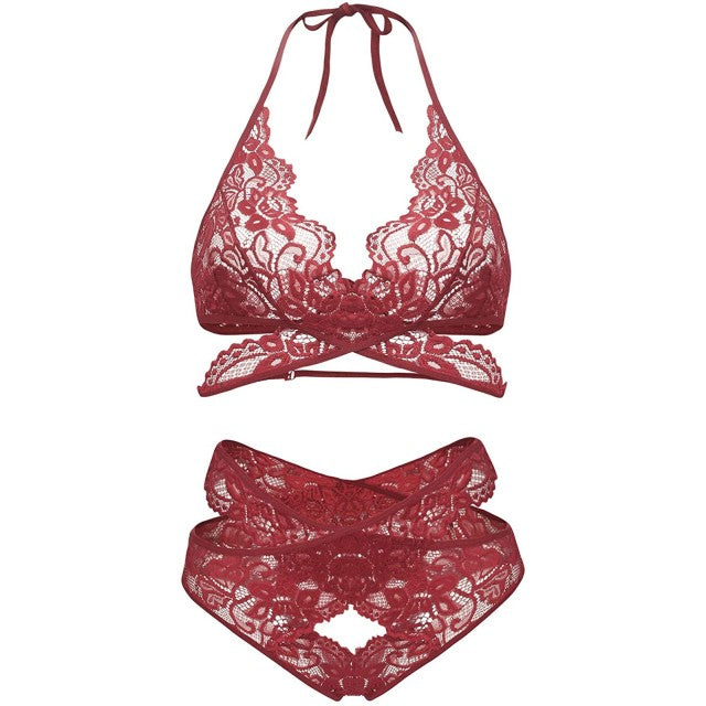 Women Underwear Ladies Strap Lace Crochet Cutout Ropa Mujer Embroidery Sexy Lingerie For Women Sex Set Bra