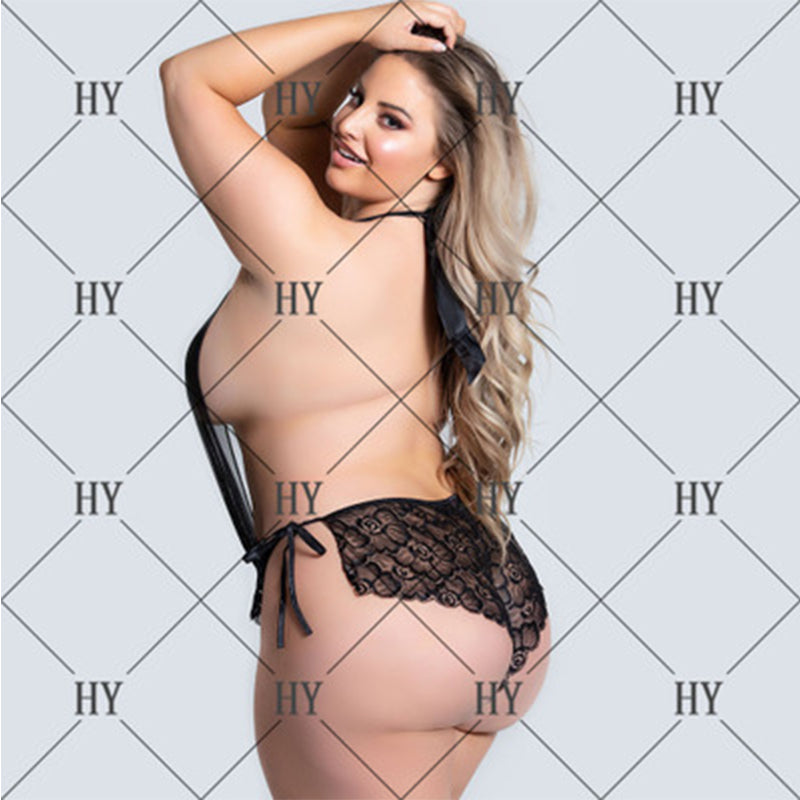 3XL-5XLPlus Size Womens Sexy Leather Lace Lingerie Underwear Porno Hollow Out Sleepwear Sexy Teddy Nightgown