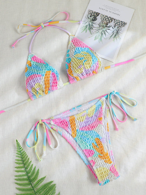 Triangle Bikini Set String Bikinis Patchwork Swimwear